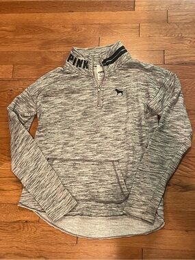 Victoria's Secret PINK Heather Gray Marled Quarter-Zip Pullover XS
